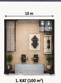 1. Kat Planı (100 m²)